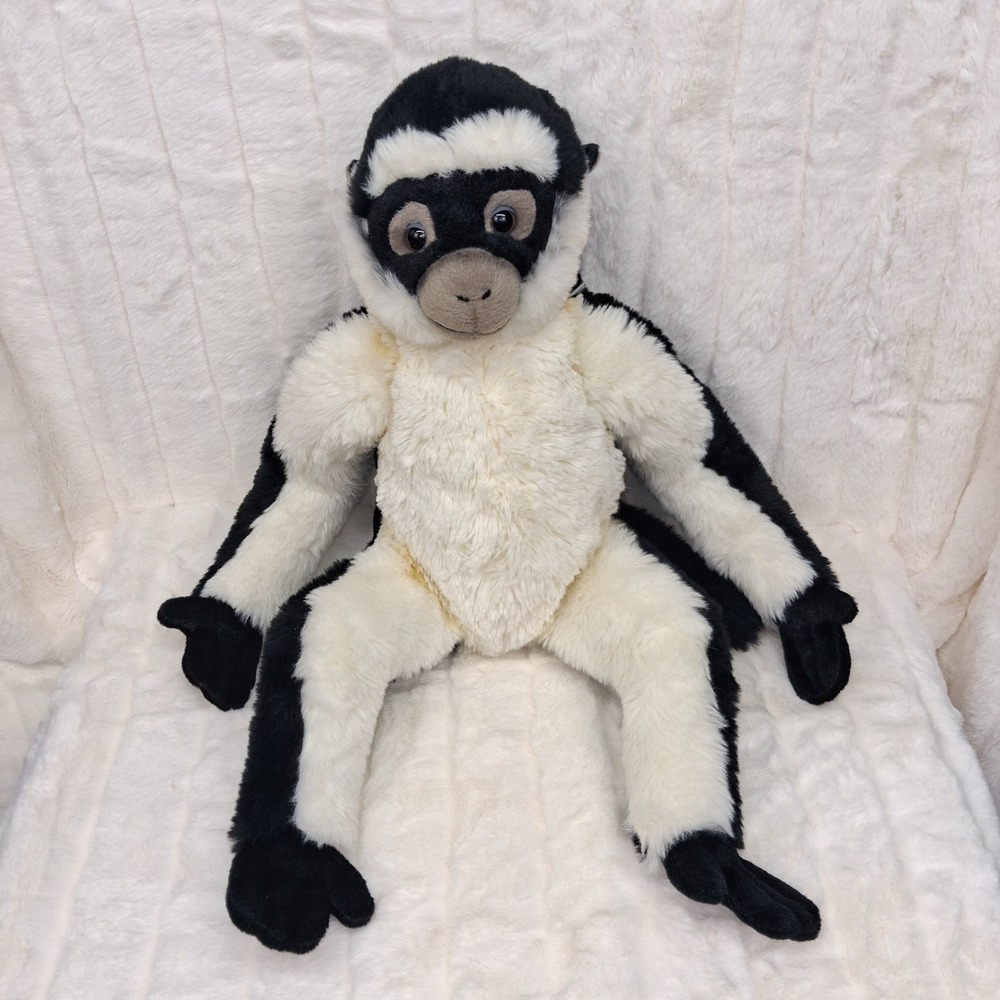 FAO Schwarz Spider Monkey Plush 18" Black White Ape Soft 2023